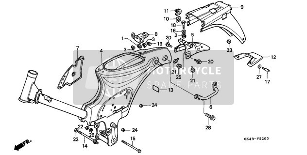 Honda C50S 1992 Corps du cadre (C50DF/LAG/G/DG/SN) pour un 1992 Honda C50S